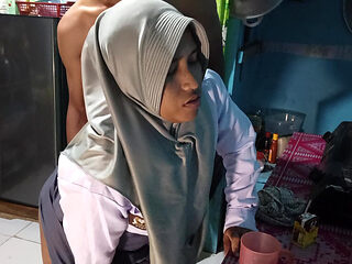 Fucking My Stepsister-in-law in the Kitchen Before Going to College