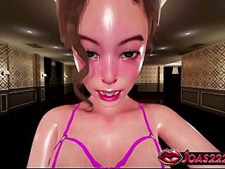 3D anime babe gets creampied in missionary position