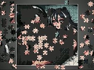 Busty goth monster girl plays porn game