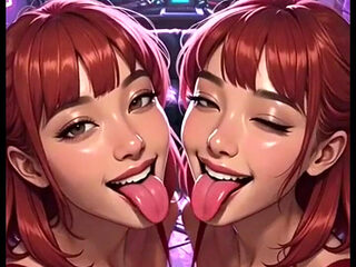 Cute Lesbians Tongue and Kiss Fetish, Ai Animation