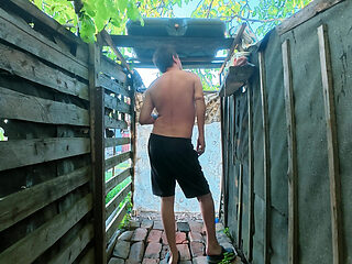 Big Firm Tits Outdoor Shower Doggy Style & Anal POV