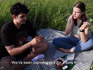 The Girl Invited a Friend to a Picnic to Dominate Him There Dryhump & Female Domination