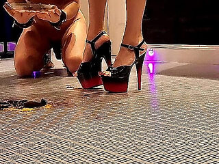 Pure Heel and Food Crushing Humiliation by Two German Mistresses Part 1