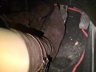 Driving in Nude Pantyhose and Bworn Buckled Pumps