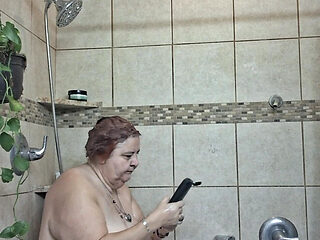 Big Beauty Nurse Vicki Taking a Mud Treatment in My Shower!