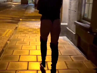 Public flashing street walking