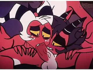 Helluva Boss 3some Blitzo X Moxxie X Millie Mmf With Car Toon