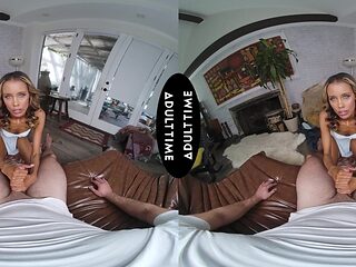 Kylie Le Beau rides a big cock in vr with intense passion on the sofa.