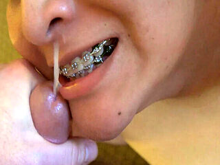 Asian Amateur Girl Gets Cum on Braces After Edging Blowjob POV - ThroatBaby Homemade