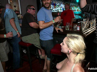 Hot Blonde Disgraced in Bar