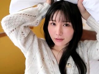 Japanese babe and a cucumber in masturbation fun