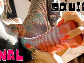 Goth Girl Anal Stretch with Dildo - Lesbian Tattooed Amateur