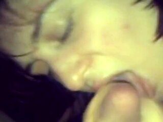 Big-Titted Brunette Blowjob and Facial in a Car