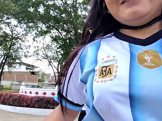 An Argentinian woman beats a European man. In the end, they have sex to satisfy their desires for the 2026 World Cup.