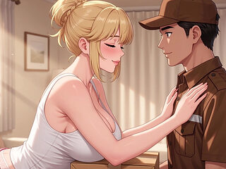 The courier satisfied a horny girl