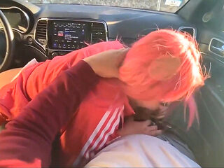 Asian Slut Giving Blowjob in Car Huge Cumshot in Mouth